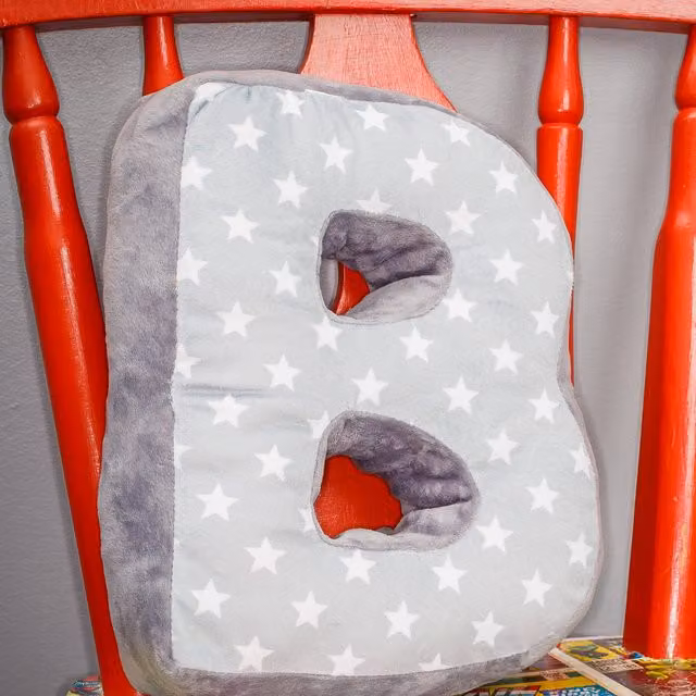 Echo Three Stars Letter Cushion in Grey and White