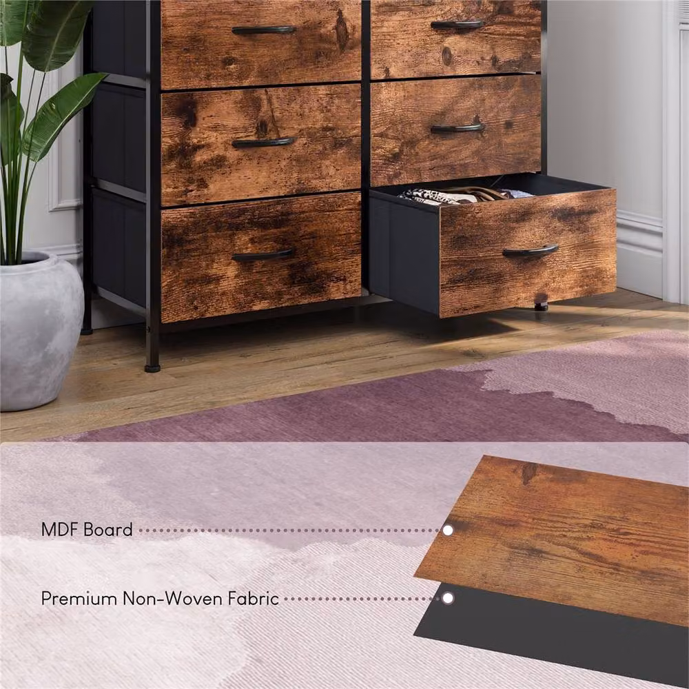 NESTLUNE 8 Drawer Modern Fabric Chest of Drawers in Brown, W: 100 cm, D: 15 cm, H: 15 cm – 6
