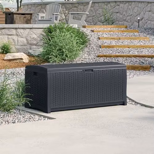 Rowlinson Missouri 276L Plastic Garden Storage Box in Cyberspace Grey, W117 x D60 x H57 cm