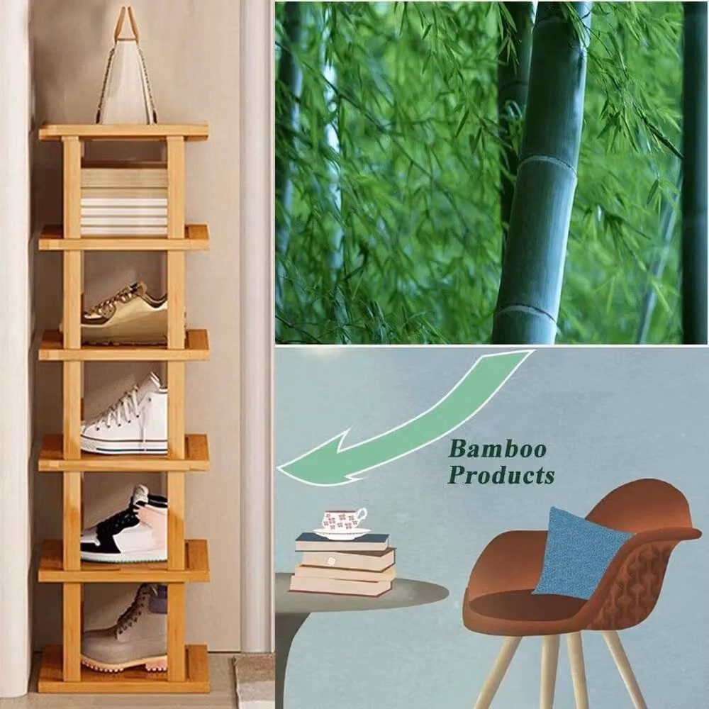 FLAVORA 6 Tier Bamboo Shoe Rack in Natural Brown, W: 50 cm, D: 50 cm, H: 50 cm – 2
