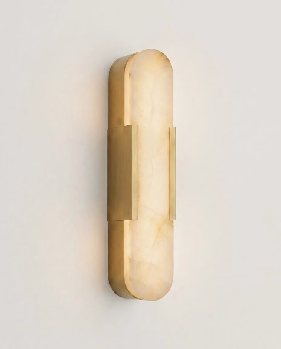 Araco Lumière Frozen Pulse Alabaster LED Wall Light in White and Gold/Brass