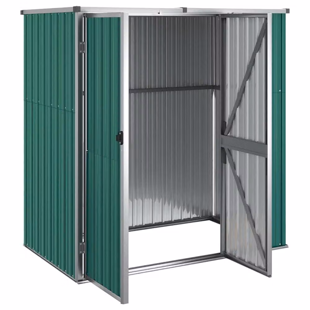 Berkfield Home Green Galvanised Steel Garden Tool Shed, H 161 x W 161 x D 89 cm – 3