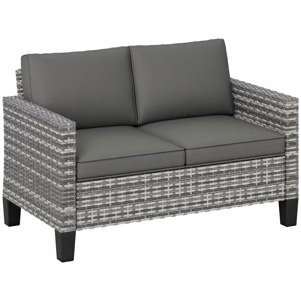Wyld Haus Kalazi 2 Seater Outdoor Rattan Sofa in Grey with Cushions – 2