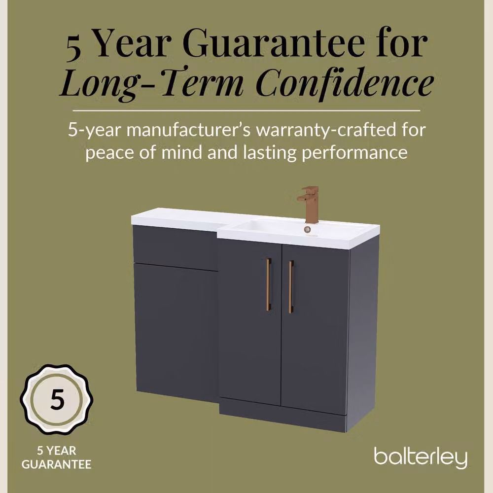 Balterley Modern Matt Grey Right-Hand Vanity and WC Unit Combination, Width: 110 cm – 4