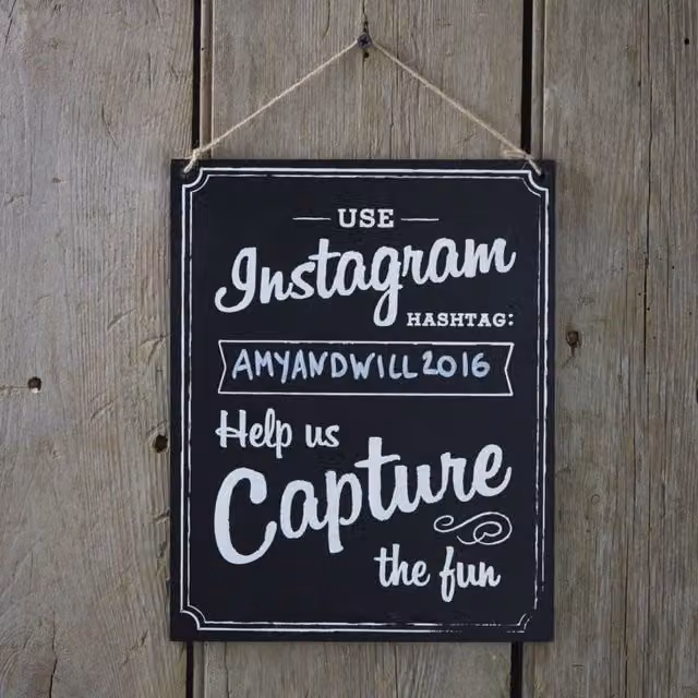 KDMD Large Black Wooden Instagram Hanging Sign, W: 25.5 cm, H: 20.5 cm