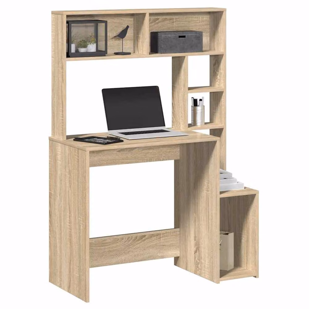 Berkfield Home Decorative Writing Desk with Shelves in Sonoma Oak Light Brown, W/D/H: 100 x 45 x 140 cm – 2