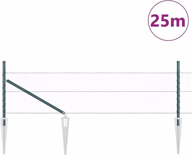 Berkfield Home Green Steel Hexagon Fence, W: 0.4 m, L: 25 m