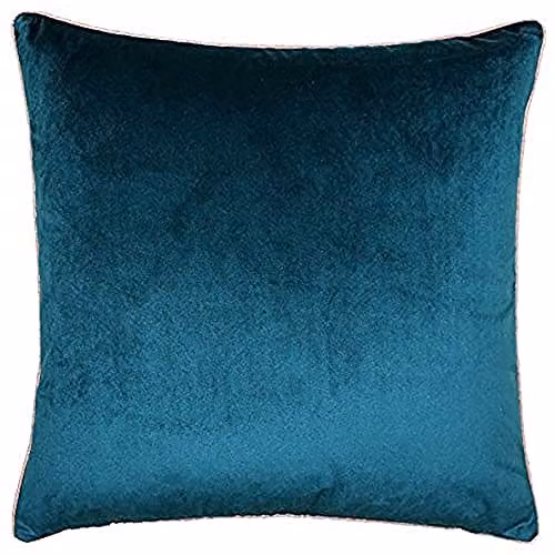Furn Meridian Velvet Piped Square Cushion in Blue or Pink, W/D/H: 55 x 55 x 55 cm – 1