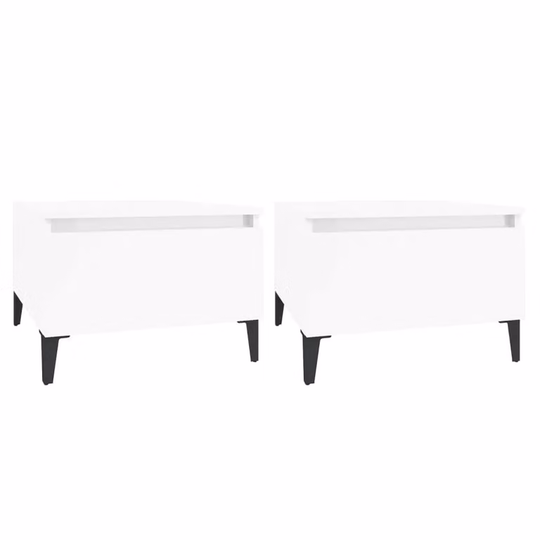 Berkfield Home Set of 2 High Gloss White Side Tables, W/D/H: 50 x 46 x 35 cm