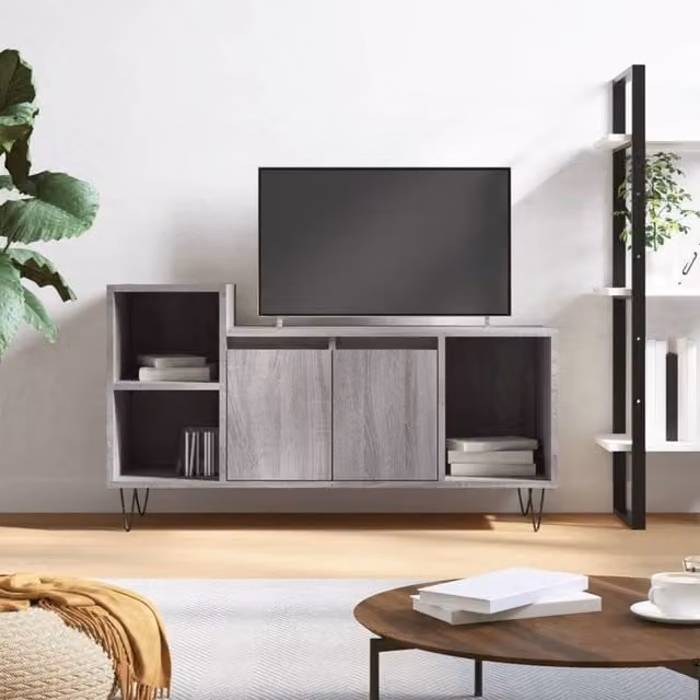Berkfield Home Grey Sonoma TV Cabinet in Engineered Wood, W/D/H: 100 x 35 x 55 cm