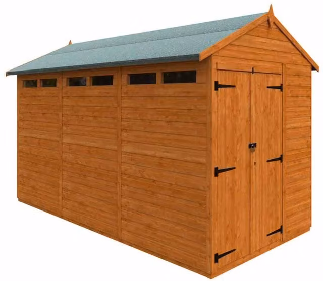 Buttercup Farm 12x6 Flex Apex Security Double Door Wooden Chicken Coop in Burnt Orange, L353.8 x W175 x H233.2 cm