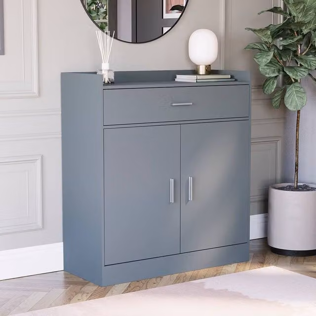 HD Designs Dalby Modern 2 Door 1 Drawer Shoe Cabinet in Grey – 1