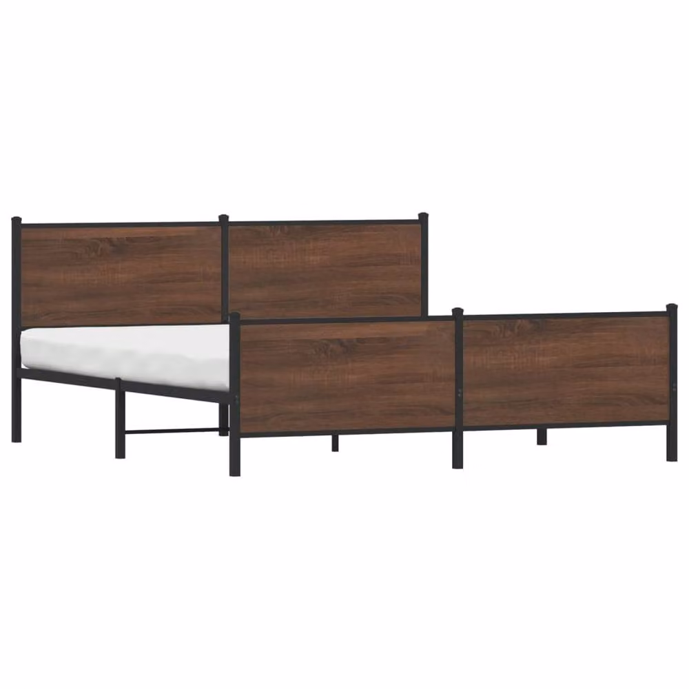 Berkfield Home Metal Bed Frame in Brown Oak, Super King, W/D/H: 180 x 200 cm – 3