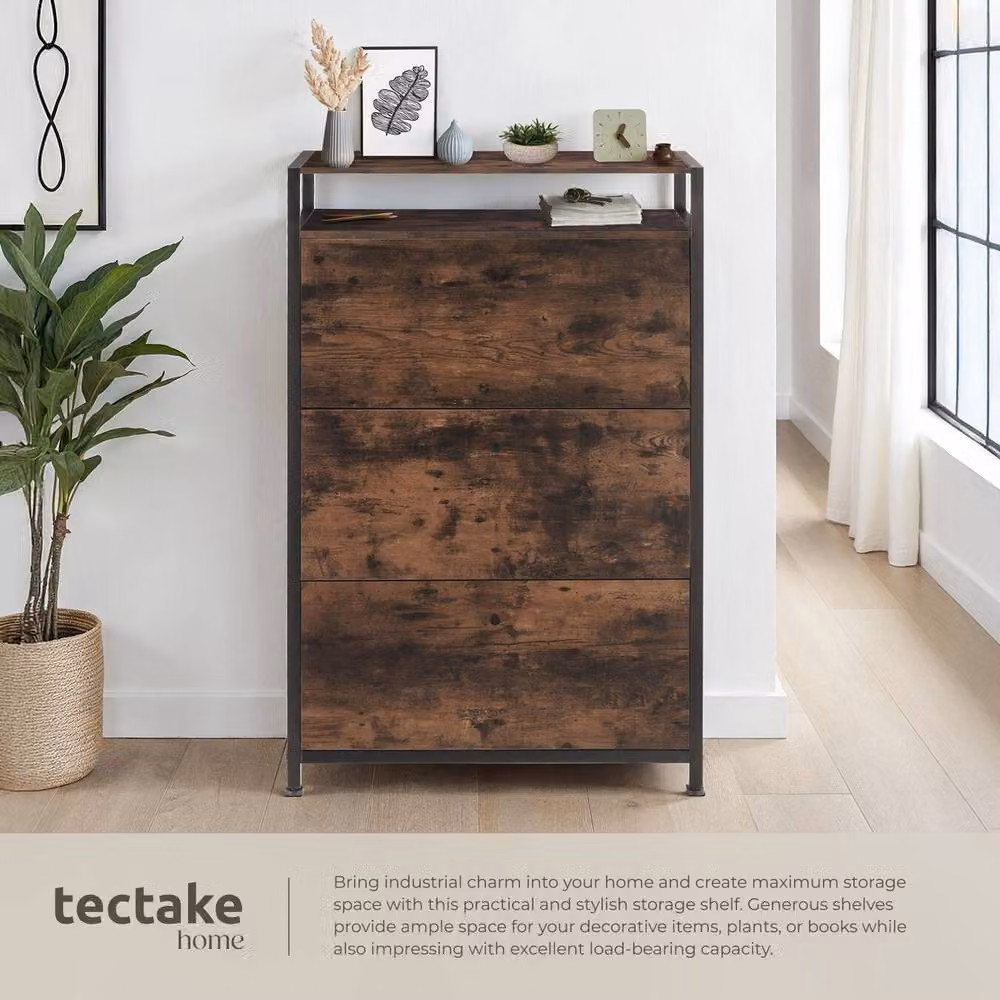 tectake Buffalo Industrial Shoe Rack in Dark Brown and Black – 4