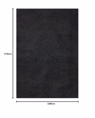 THE RUGS Black Plain Shaggy High Pile Rug, W/D/H: 180 x 270 x 1 cm – 2