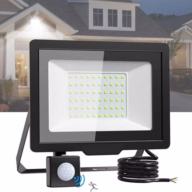 SPETLEK 100W LED Outdoor Garden Flood Light with PIR Motion Sensor in Black – 1