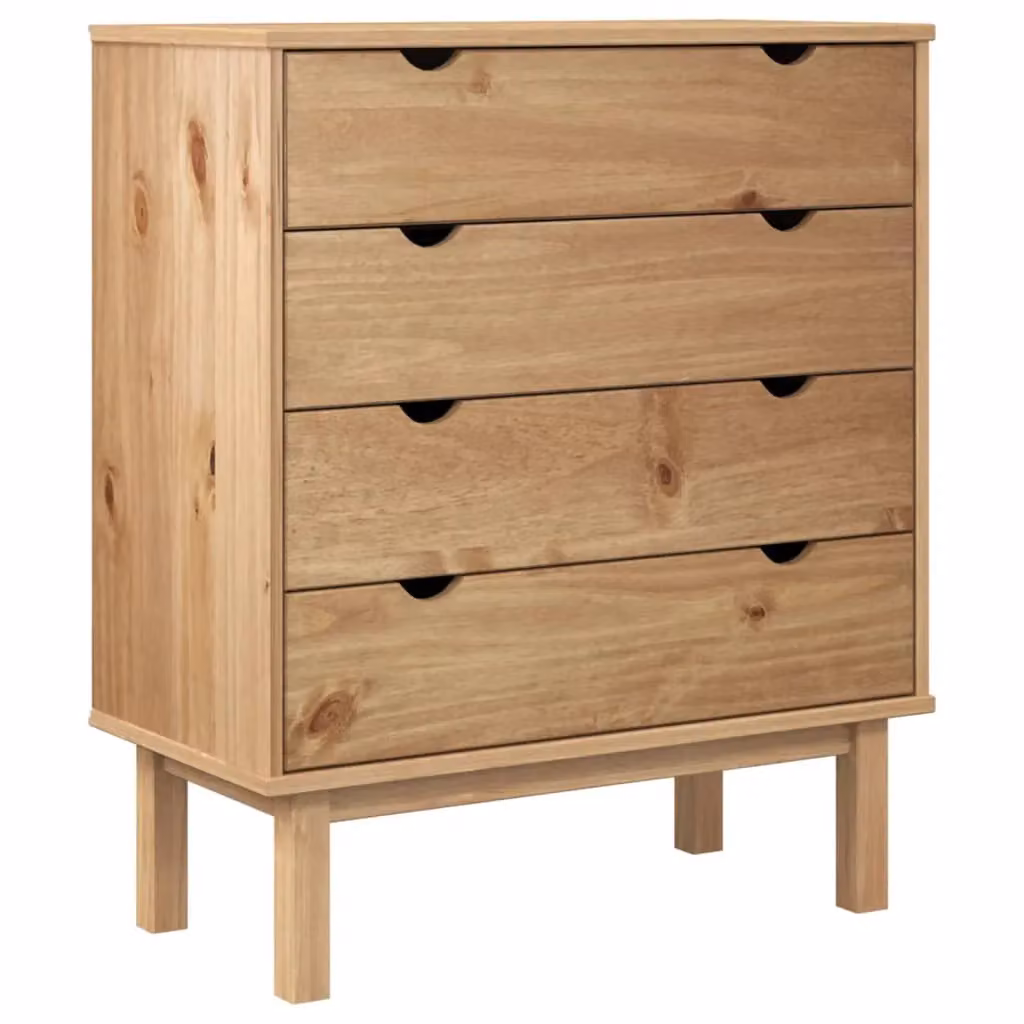 Berkfield Home OTTA Solid Wood Pine Drawer Cabinet in Brown, W: 76.5 cm, D: 39.5 cm, H: 90 cm – 2