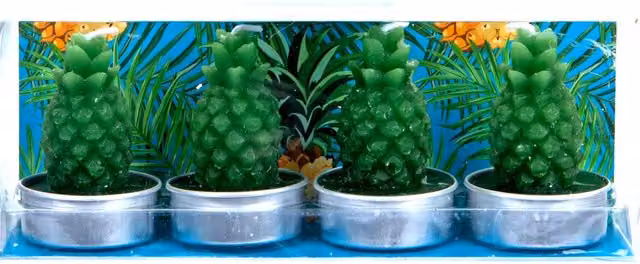 VFM Scented Tropical Pineapple Tealight Candle Multipack, 4 Pack, Green