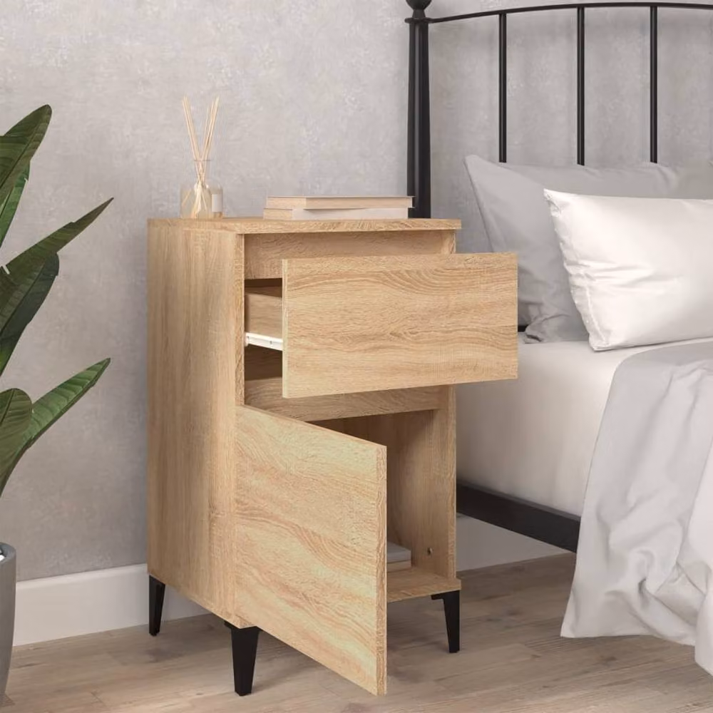 Berkfield Home Sonoma Oak Bedside Cabinet in Light Brown, W/D/H: 40 x 35 x 70 cm – 2