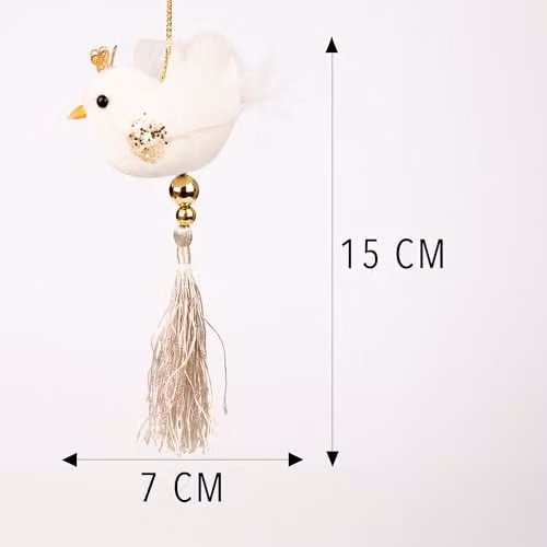 Shatchi White Robin Bird Christmas Hanging Decoration, H 13 cm x W 7 cm – 2