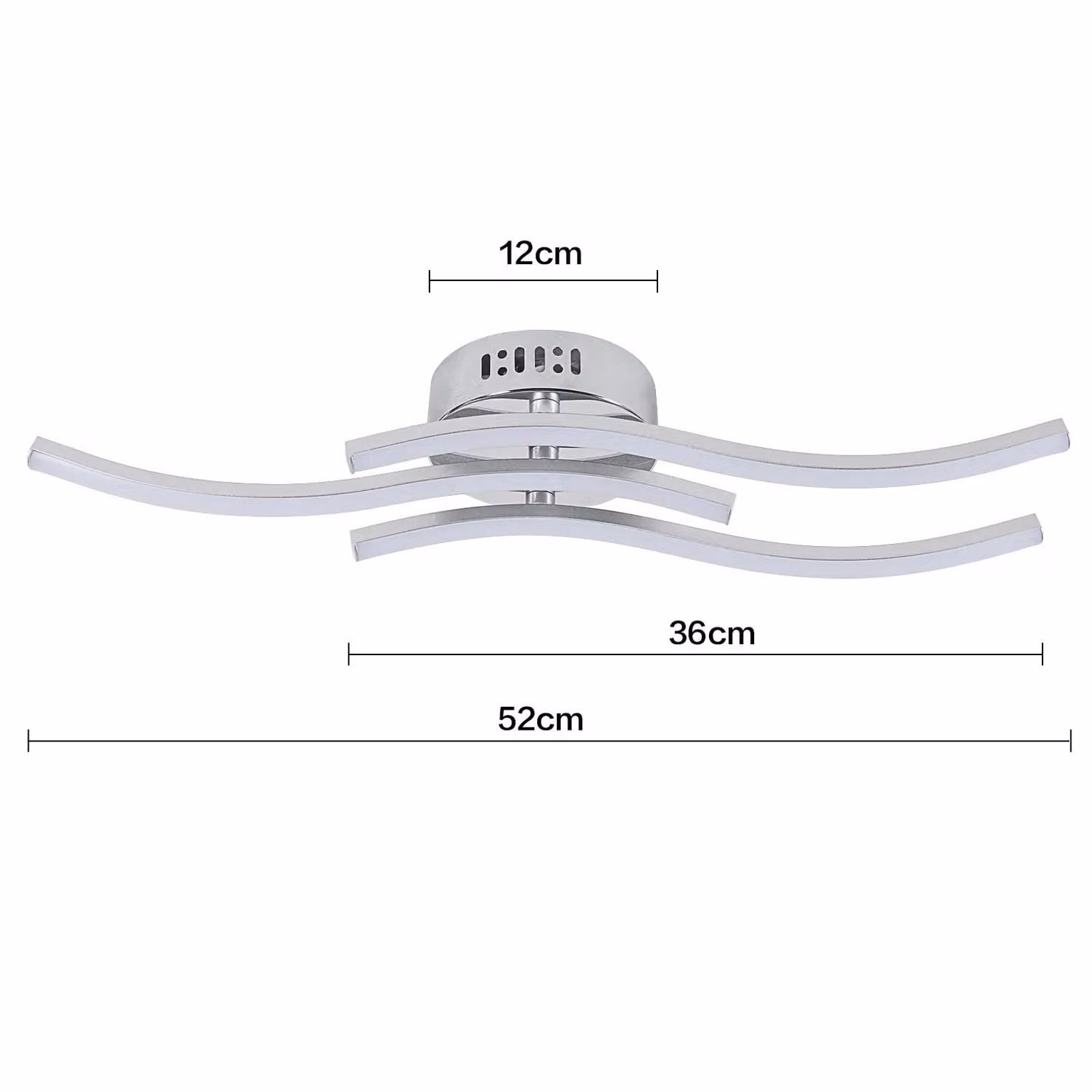 Pheashine Modern Silver 3-Wave LED Ceiling Light, 18W, 6500K Cool White, Diameter: 52 cm – 2