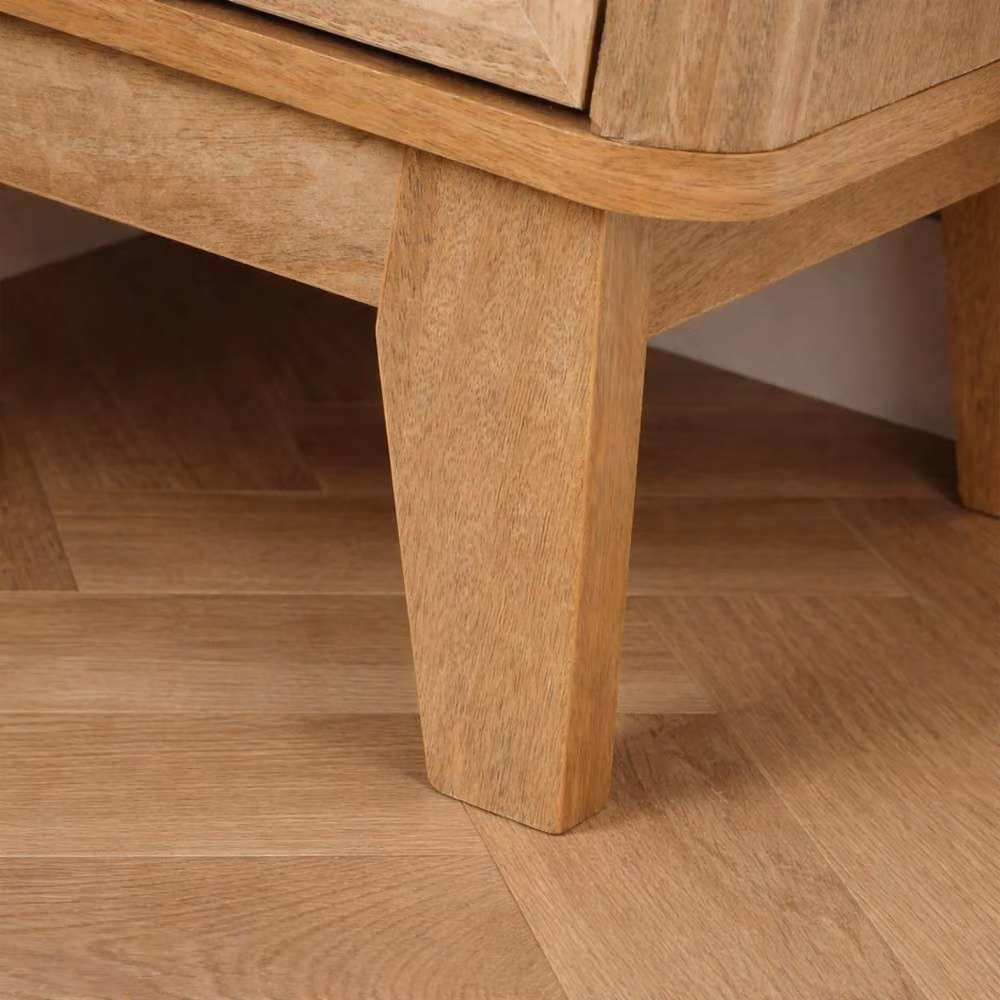 CALICOSY Bedside Table with Rattan Front and 1 Drawer in Light Brown, Width: 39 cm – 2
