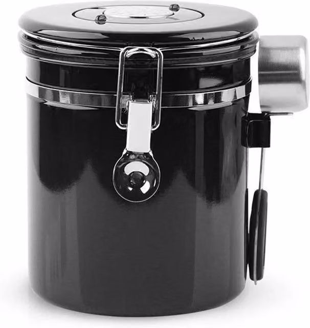 Nordara Airtight Stainless Steel Vacuum Coffee Bean Canister in Black