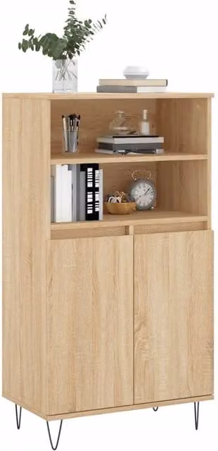 Berkfield Home Sonoma Oak Highboard in Brown, W/D/H: 60 x 36 x 110 cm