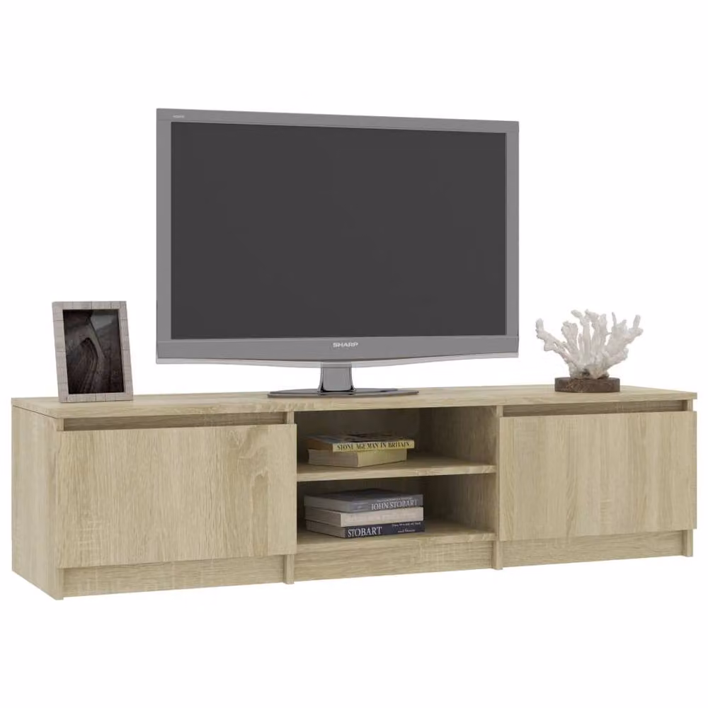 Berkfield Home Sonoma Oak TV Cabinet in Brown and Beige, W/D/H: 140 x 40 x 35.5 cm – 3