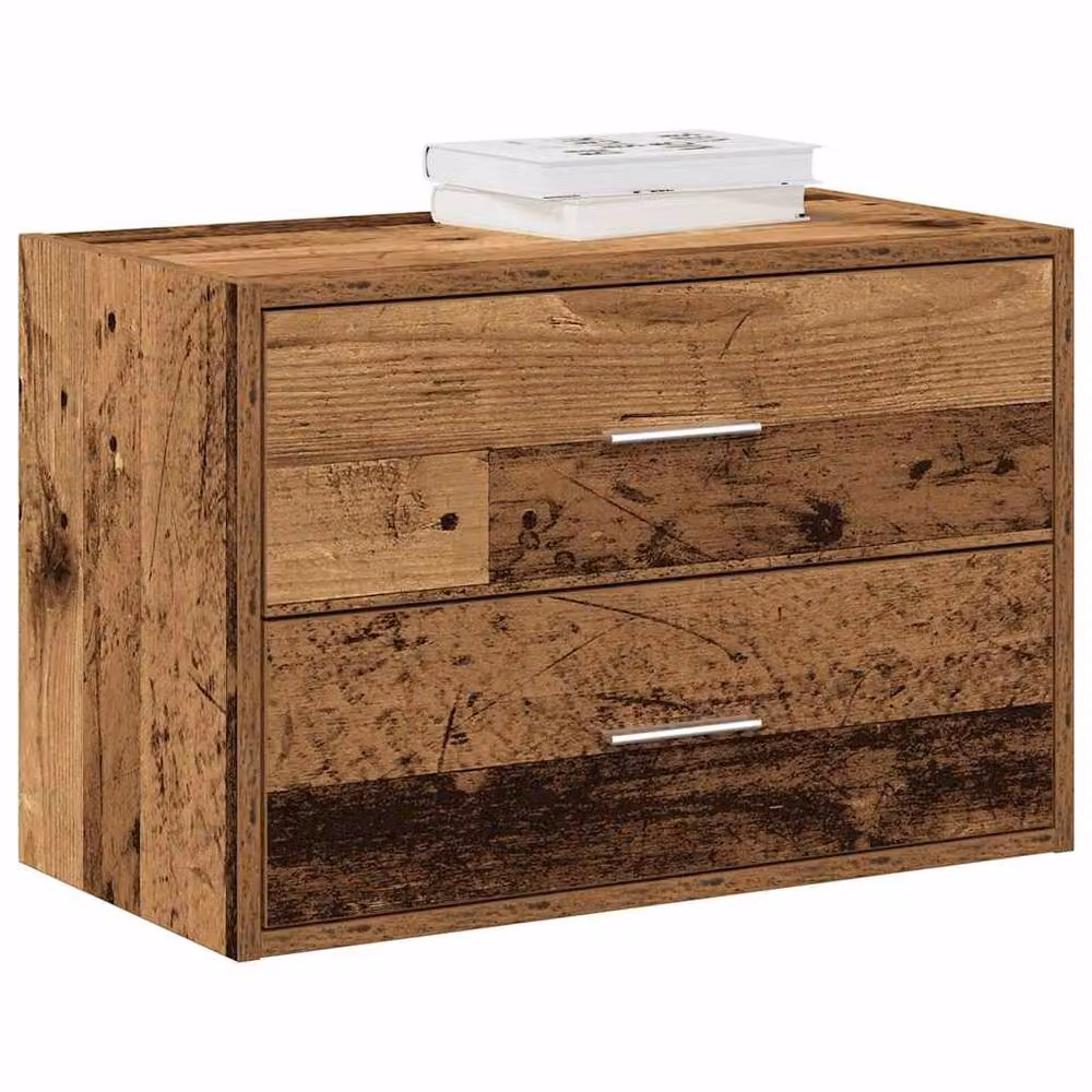 Berkfield Home Durable Two-Drawer Cabinet in Old Wood Brown, W: 60 cm, D: 31 cm, H: 40 cm – 2