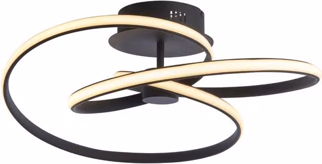 Loops Semi Flush Ceiling Light Fitting in Black and White with Warm White LED Tape – 1