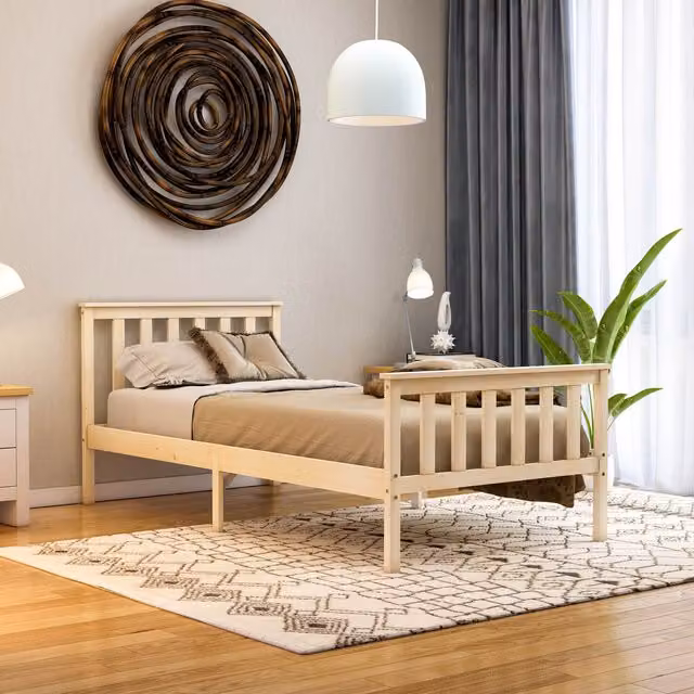 Vida Designs Milan Single Bed Frame in Brown Pine Wood, H 82 x W 97 x D 197.5 cm – 4