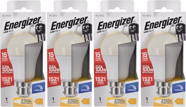 Energizer LED GLS B22 Dimmable Globe Light Bulb, 1521lm, 2700K Warm White