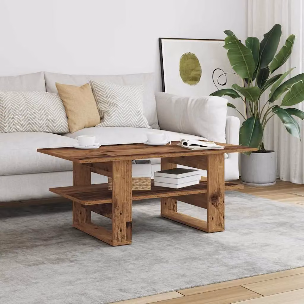 Berkfield Home Old Wood Coffee Table in Brown, W/D/H: 102 x 55 x 42 cm – 3