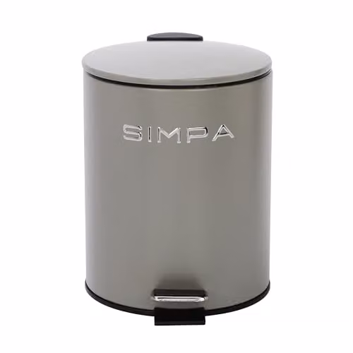 Simpa 5L Slim Soft-Closing Pedal Dustbin in Grey Stainless Steel with Removable Inner Bucket – 1