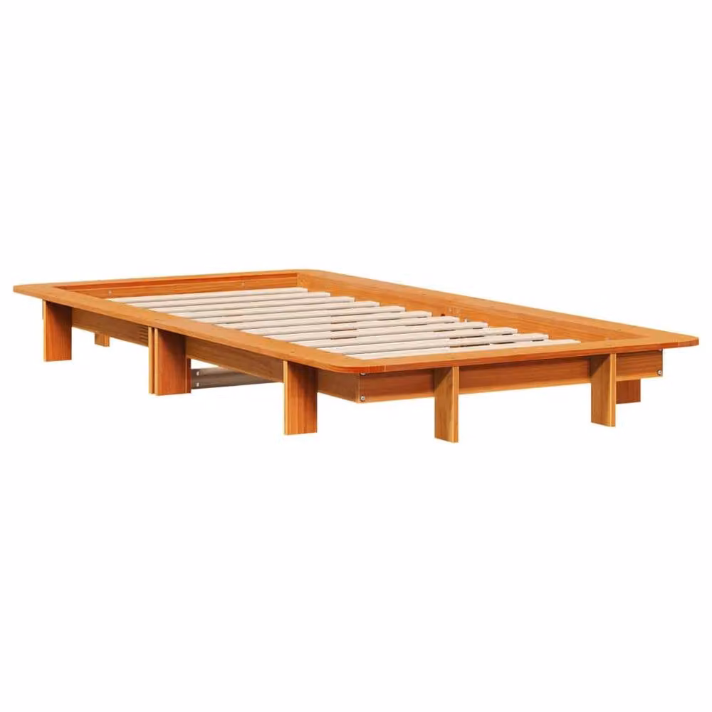 Berkfield Home Solid Wood Pine Bed Frame in Wax Brown, W/D/H: 90 x 200 cm – 2