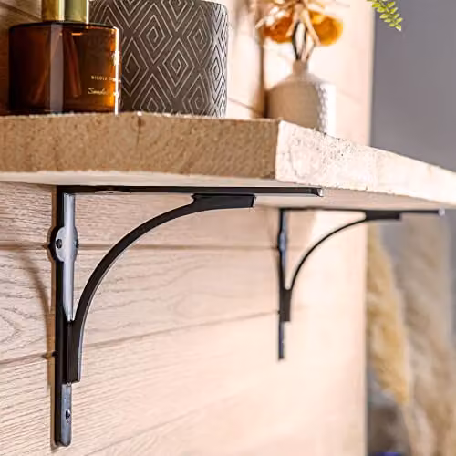 Hammer and Tongs Curved Iron Shelf Bracket in Matt Black, Pack of 2 – 3