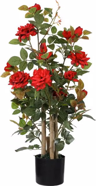 HOMCOM Red Artificial Rose Tree with 344 Silk Leaves and 17 Flowers, Height: 90 cm