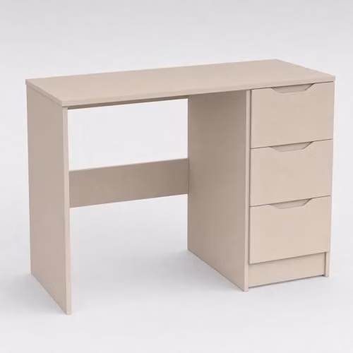 FWStyle Luno Putty 3 Drawer Dressing Table Desk in Beige, W: 99 cm, D: 40 cm, H: 72 cm – 1