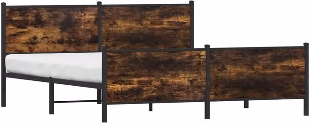 Berkfield Home Industrial Metal and Oak Bed Frame in Brown, W/D/H: 200 x 91.5 x 206 cm – 1