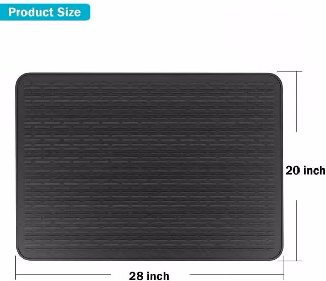 FLAVORA Black Heat Resistant Silicone Countertop Mat, W: 71 cm, D: 50 cm