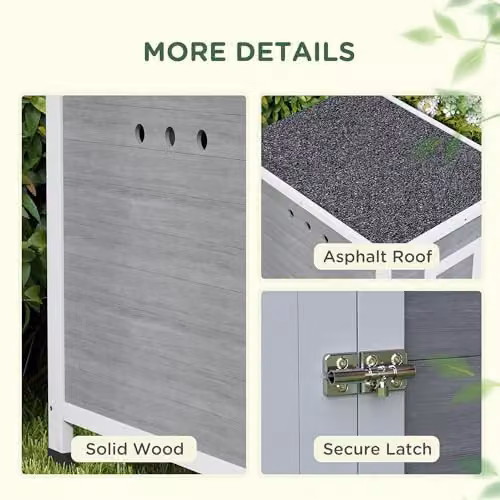 PawHut Wooden Raised Duck House Poultry Coop in Light Grey – 4