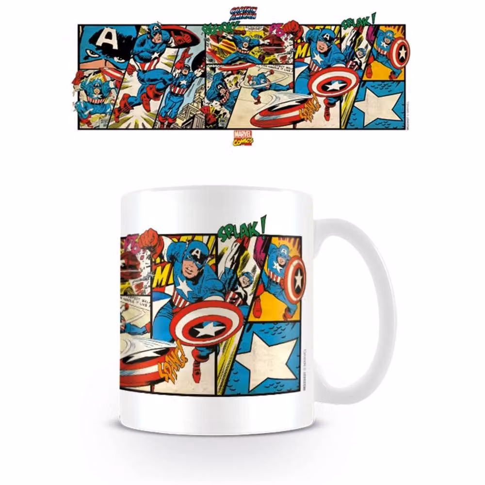 Marvel Captain America Panel Ceramic Mug in White, 325 ml – 2