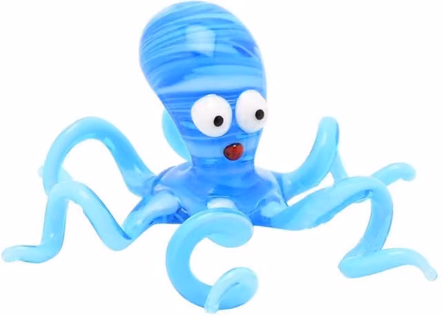 Objets d'Art Miniature Blue Striped Glass Octopus Figurine