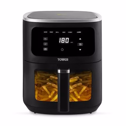Tower T17174 Vortx Vizion 4L Air Fryer with Digital Control Panel, 6 Pre-sets, 60 Minute Timer and Shake Reminder, 1300W, Black