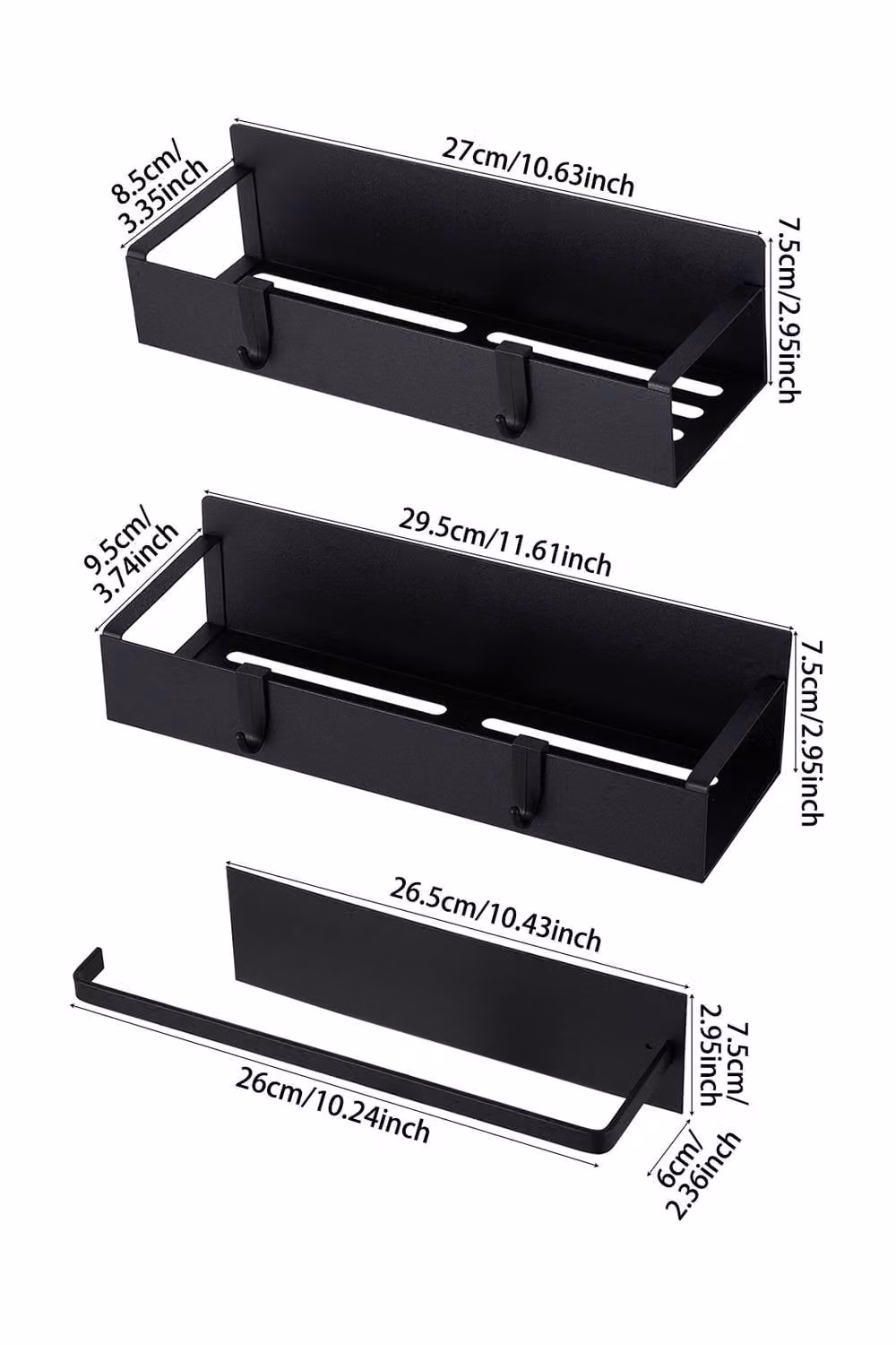 Garden Sanctuary 2-Pack Metal Magnetic Fridge Spice Racks with Paper Towel Holder in Black – 4
