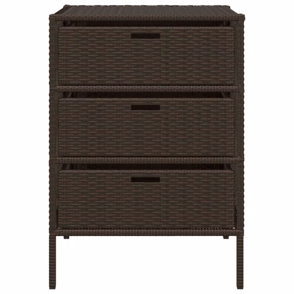 Berkfield Home Garden Storage Cabinet in Brown Poly Rattan and Steel, W/D/H: 55 x 59 x 80 cm – 5