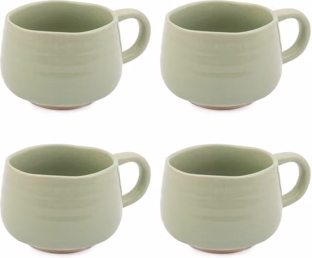 Jamie Oliver Big Love Cosy Cuppa Stoneware Mugs in Green, Set of 4
