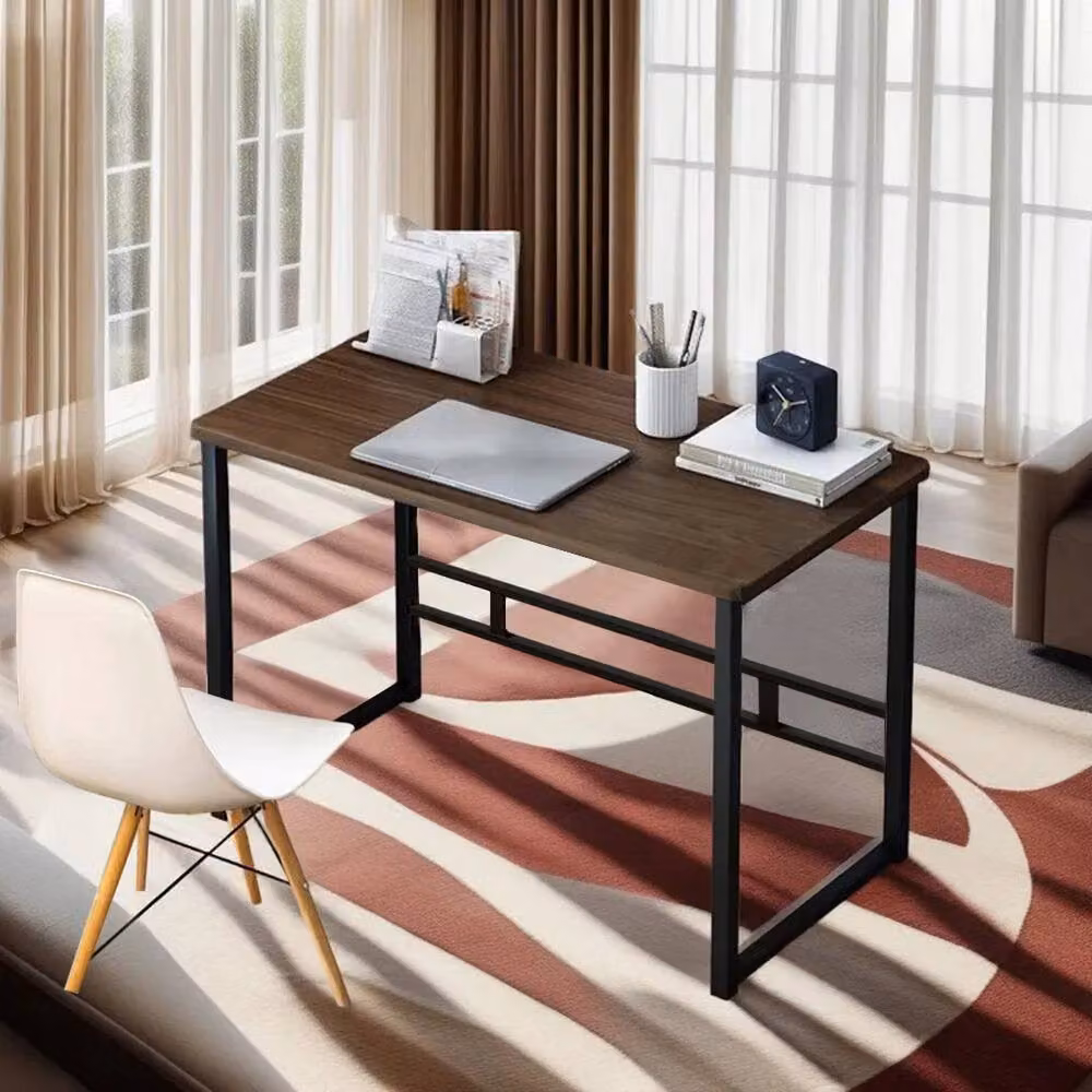 KORVIXA Oak Computer Desk in Brown, Rustic Wood and Metal Study Table – 2