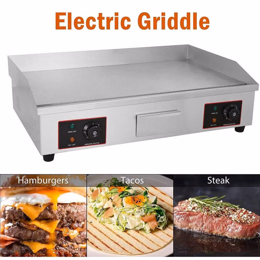 FLAVORA Large Electric Countertop Griddle and Hot Plate Grill in Silver – 3